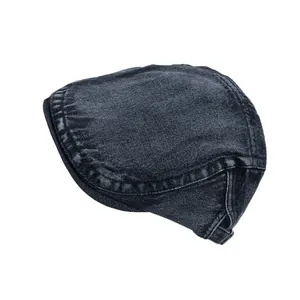 Retro washed denim ivy cap in charcoal black with adjustable metal buckle for men and women