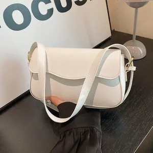 Women Minimalist PU Leather Underarm Bag Fashion Wave Edge Flap Shoulder Bag Small Square Crossbody Messenger Bag Daily Purse