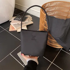 Damen Oxford-Gewebe Unterarm Umhängetasche Große Kapazität Minimalistisch Eimer Tote Bag Mit Buchstaben Stickerei Mode Pendler Tasche