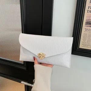Damen Vintage PU Leder Wellenstruktur Clutch Tasche Umschlag Abendtasche Für Party Bankett Elegante Metallschließe Handtasche