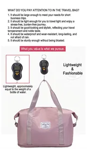 Detailed close-up of lightweight purple travel bag on scale showing 0.460kg weight