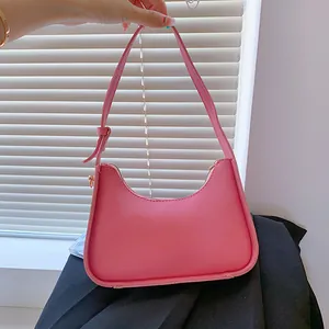 Minimalistische Damen PU Leder Hobo Tasche Einfarbig Mode Unterarm Schultertasche Mit Verstellbarem Riemen Reißverschluss Kleine Quadratische Tasche