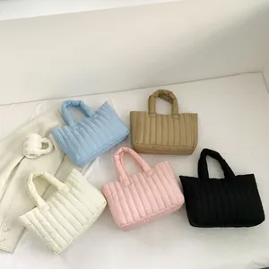 Grand sac cabas rembourré en cinq couleurs avec rayures verticales pour femme