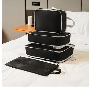 Compression Travel Packing Cubes Set Oxford Fabric Waterproof Luggage Organizer Bags For Clothes Shoes Suitcase Storage