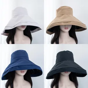 Women Wide Brim Bucket Hat With Vinyl UV Protection Coating Foldable Summer Sun Hat For Beach Outdoor Casual Travel Headwear