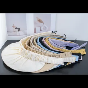 Foldable UV protection sun visor hats with pleated brim in multiple summer colors