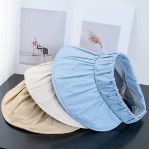 Foldable UV protection sun visor hat with wide brim and pleated design in multiple colors