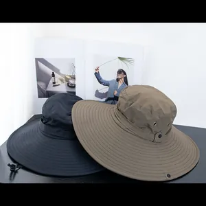 Détails du chapeau de soleil à large bord avec coutures renforcées et évents en métal