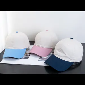 Klassische Baumwoll Baseballkappe mit zweifarbigem Design in Rosa und Blau