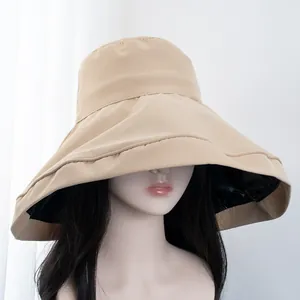 Detailed close-up of khaki sun hat with black vinyl coating for UV protection