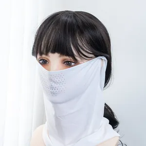 Détail montrant les trous d'aération sur le masque de protection solaire en soie glacée