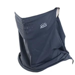 Masque de protection solaire en soie glacée bleu-gris avec protège-cou respirant