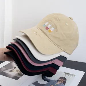 Cute Cartoon Rabbit Embroidery Cotton Baseball Cap Adjustable Sunshade Hat For Women Girls Japanese Style Casual Headwear
