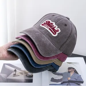 Gorra de Béisbol de Algodón Lavado Retro Desgastado Soft Top Con Parche Bordado Gorra Ajustable para Hombre Mujer Casual