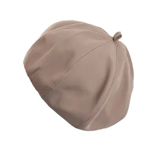 Casquette octogonale marron classique pour femme avec couture minimaliste à six panneaux