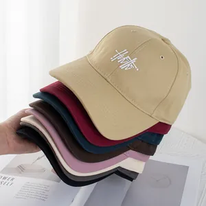 Unisex Cotton Baseball Cap Artistic Letter Embroidery Curved Brim Sunshade Hat For Women Men Adjustable Casual Sport Trendy Headwear