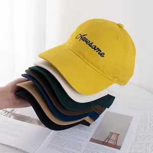 Cotton Awesome Letter Embroidered Baseball Cap For Men Women Vintage Adjustable Sun Hat Casual Sporty Soft Top Snapback