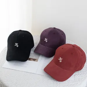 Embroidered astronaut baseball caps in black, purple, and red with wide brims for sun protection