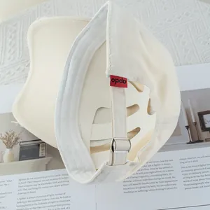 Creamy white canvas baseball cap with cute embroidery and adjustable metal buckle back