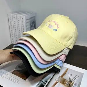 Simpatico Berretto da Baseball in Cotone con Gatto Ricamato Regolabile Traspirante Cappello da Sole per Donna Outdoor Casual