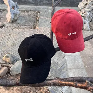 Classic black and burgundy baseball caps with my putt embroidery on natural branches