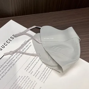 Macro detail of breathable laser-cut holes and adjustable ear straps on UPF50+ ice silk mask