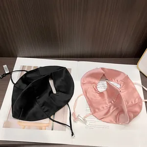 Set of premium 100% mulberry silk sun protection face masks in black and pink colors