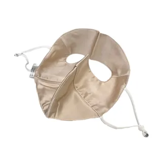 Champagne silk sun protection full face mask with adjustable ear loops and 100% silk fabric
