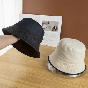 Reversible Denim Bucket Hat For Women Sun Protection Cotton Canvas Sunshade Vintage Style Foldable Summer Outdoor Travel