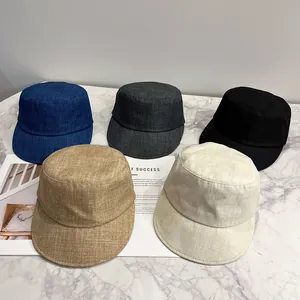 Japanese style linen texture flat top military caps in five versatile colors for summer