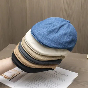 Vintage Schiebermütze Baumwolle Leinen Mischung Verstellbar Retro Flaches Top Atmungsaktiv Sommer Sonnenhut Für Herren Damen Lässig Malermütze