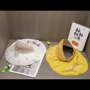 Detail of breathable mesh kids sun hat with wide neck flap and whistle safety buckle