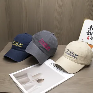 Casquettes de baseball en coton brodé marine, gris et beige avec boucle métallique