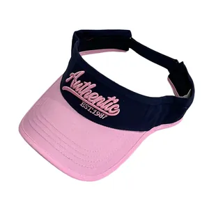 Visiera parasole blu navy e rosa con ricamo Authentic 1987 per sport all'aperto e sole