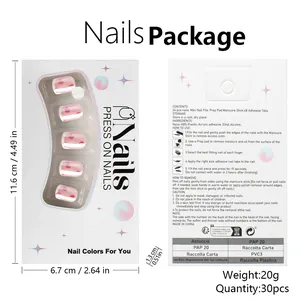 Detailed view of press-on nails packaging showing usage instructions and components
