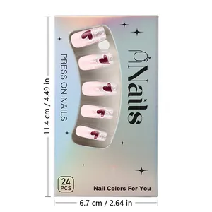 Vista dettagliata delle dimensioni 11,4x6,7cm della confezione per unghie finte glitter