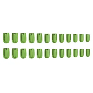 Detailed view of 24pcs bright green metallic chrome mirror finish press-on nails set