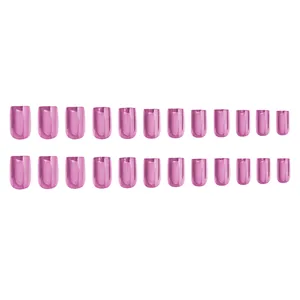 Detail view of 24 pieces of mirror metallic magenta press-on nails with shiny finish