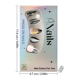 Dimensioni dettagliate della confezione di unghie finte cat-eye da 24 pezzi