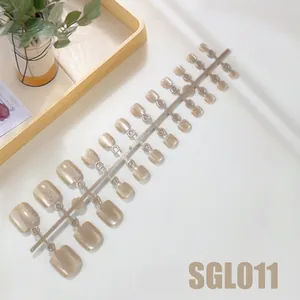 Cat Eye Translucent Press On Toenails For Women Glossy Glue On Fake Toe Nails Minimalist Foot Manicure Decoration