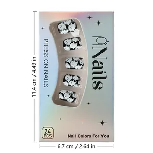 Glow-in-the-dark Halloween ghost press-on nails in laser box with holographic finish