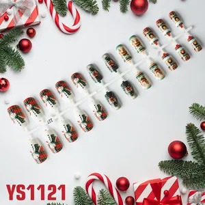 Kerst Kunstnagels Rendier Sneeuwpop Sneeuwvlok Patroon Volledige Dekking Valse Nagels Voor Vrouwen Vakantie Feest