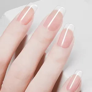 Transparent Square Glossy Press-On Nails Kit With Glue And Tools For Women DIY Manicure Fashion Decorative Artificial Nails