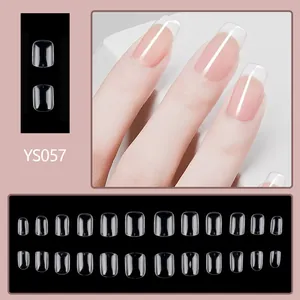 YS057 Clear Press-on Nails Set with 24 pieces of transparent almond fake nail tips