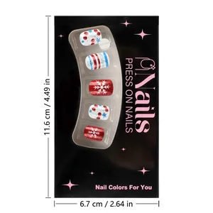 Uñas postizas navideñas con copos de nieve y tamaño del paquete de 11,6 cm por 6,7 cm