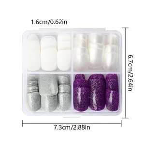 96pcs sparkly press-on nail kit with matte, pearl and glitter finishes in 4-grid box