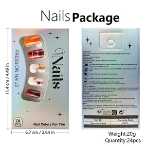 Front and back packaging view of 24pcs autumn maple and amber press-on nail kit