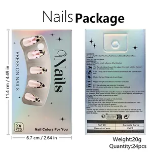 Detailansicht der rosa Leoparden-Nagelverpackung mit Maßen und Gebrauchsanweisung