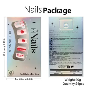 Short square Christmas press-on nails set with Santa and candy cane designs in pink