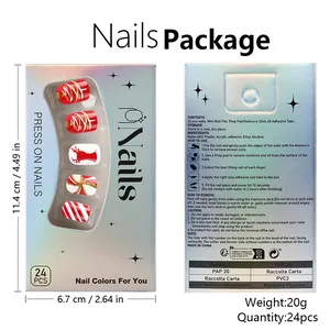 Vue détaillée du dos de l'emballage d'ongles de Noël avec instructions et ingrédients